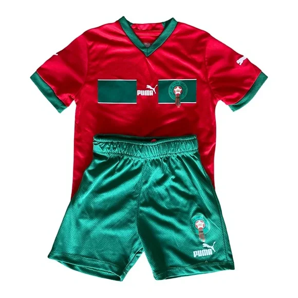 Kids Morocco Soccer Jersey Set Puma FRMF Football Kit Shirt & Shorts Size 4 - Picture 14 of 14